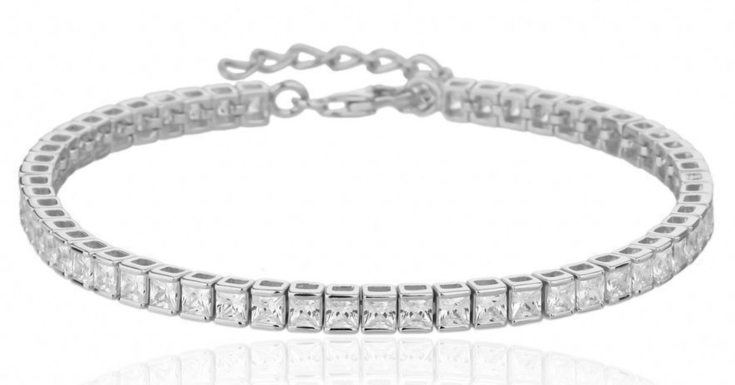 Srebrna Bransoletka 925 – Kwadratowe Kostki z Kryształkami SVLB0567XJ6BI3.jpg