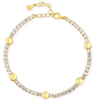 Bransoletka Damska Pozłacana 925 – Białe Cyrkonie i Złote Kuleczki.jpg