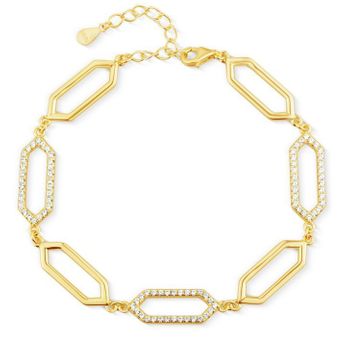 Srebrna pozłacana bransoletka damska z ogniwami i cyrkoniami – srebro 925.jpg