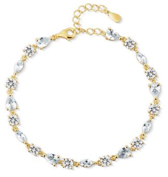 Pozłacana srebrna bransoletka z błyszczącymi kryształami – regulowana 17–20 cm.jpg