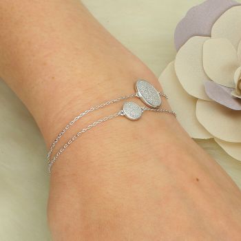 Srebrna bransoletka z podwójnym łańcuszkiem i kółkami z cyrkonią SVLB0793SH2BI kółka.jpg