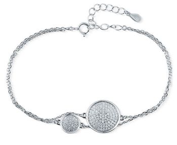 Srebrna bransoletka z podwójnym łańcuszkiem i kółkami z cyrkonią SVLB0793SH2BI.jpg