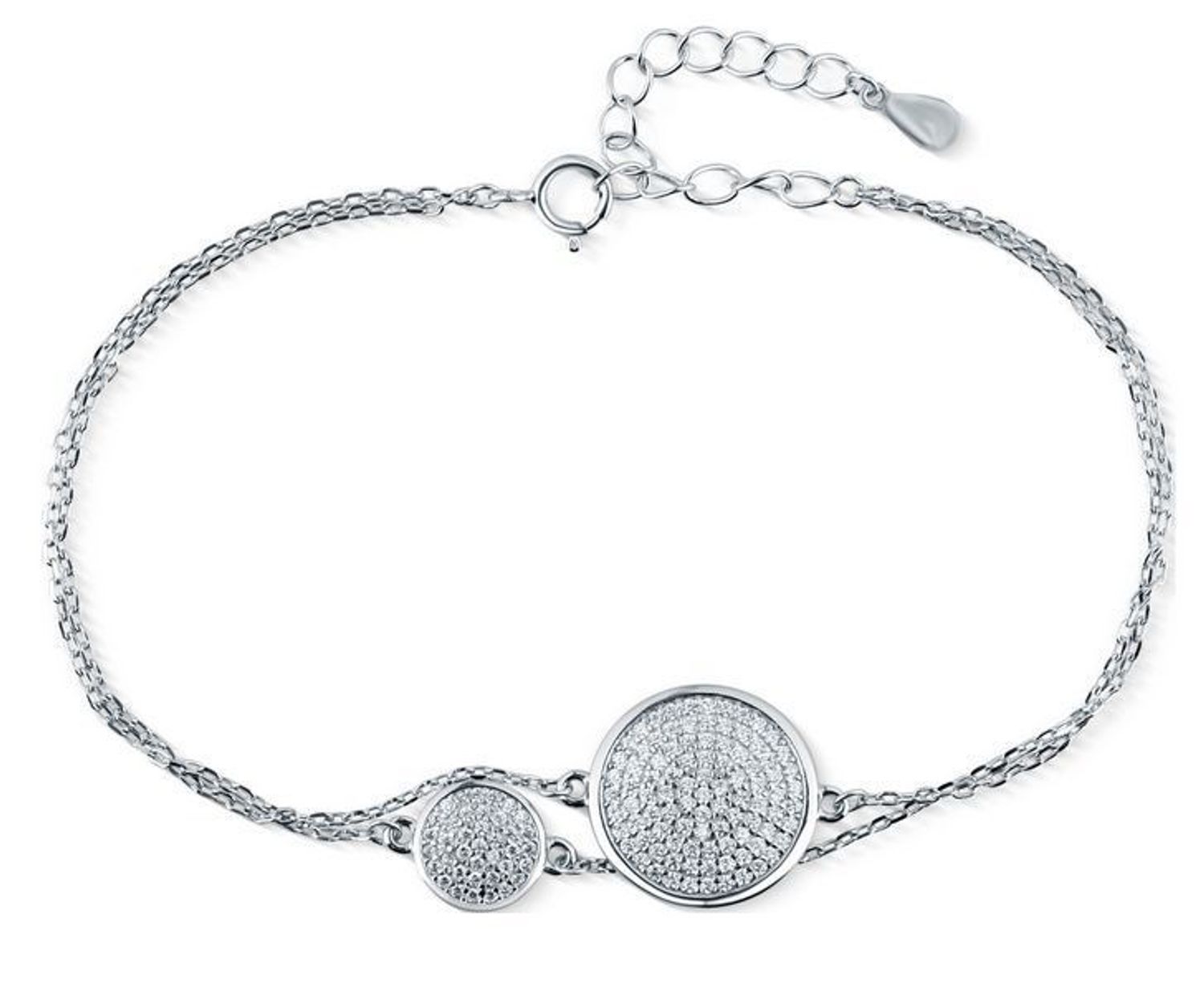Srebrna bransoletka z podwójnym łańcuszkiem i kółkami z cyrkonią SVLB0793SH2BI.jpg