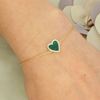 Pozłacana bransoletka z sercem z malachitem i cyrkoniami SVLB0880SH2GZ18 serce.jpg