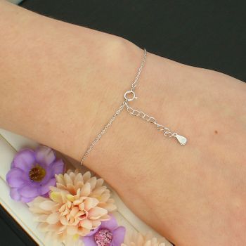 Srebrna Bransoletka Celebrytka 925 z Sercem z Masy Perłowej 17+3 cm zapięcie.jpg