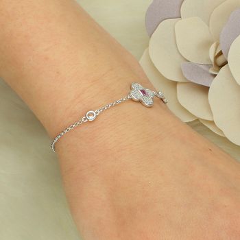 Srebrna bransoletka z kwiatkiem i cyrkoniami SVLB0924SK6BR18 pink.jpg