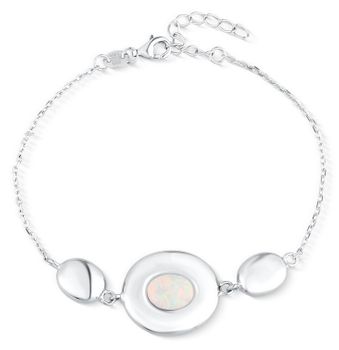 Srebrna Bransoletka Celebrytka 925 – Trzy Ogniwa z Syntetycznym Opalem 17+3 cm.jpg