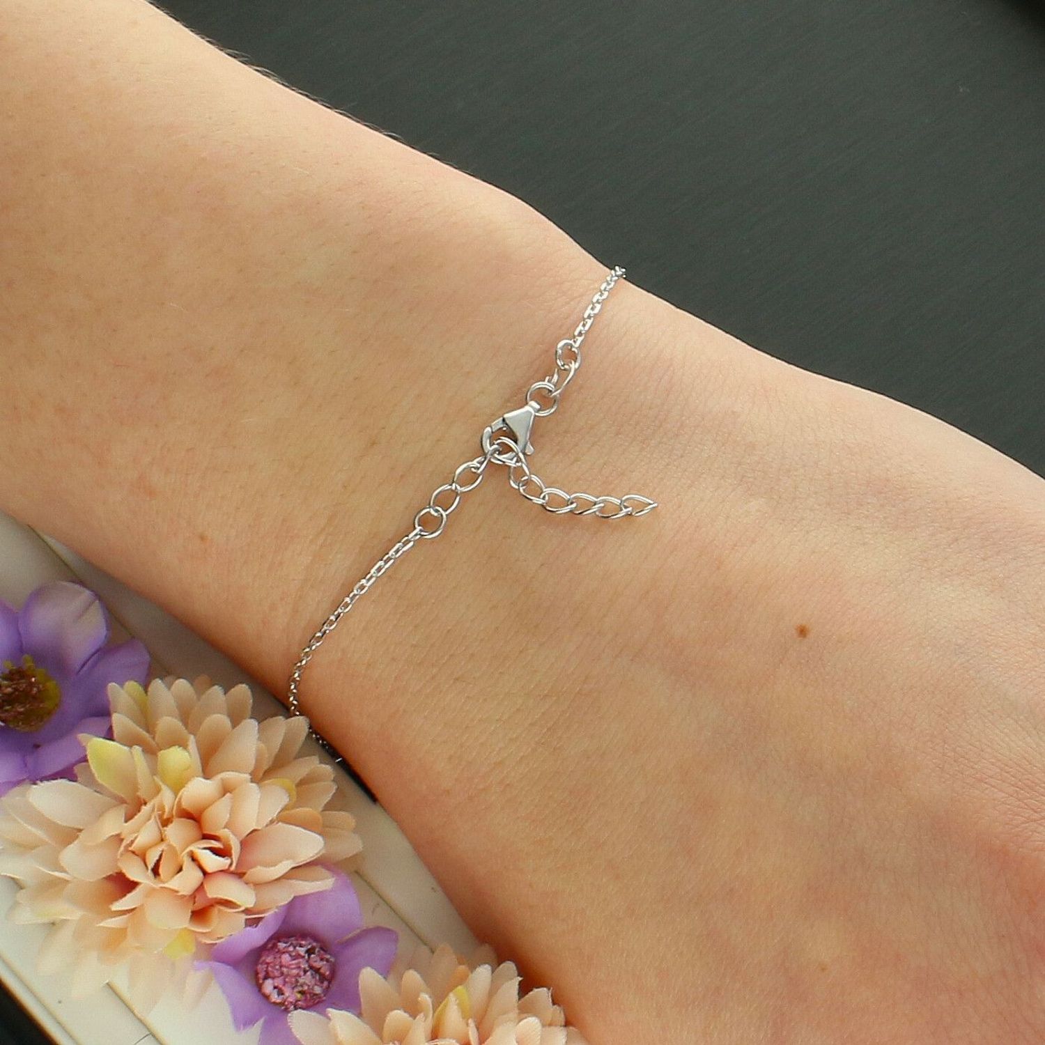 Srebrna Bransoletka Celebrytka 925 – Trzy Ogniwa z Syntetycznym Opalem 17+3 cm.jpg