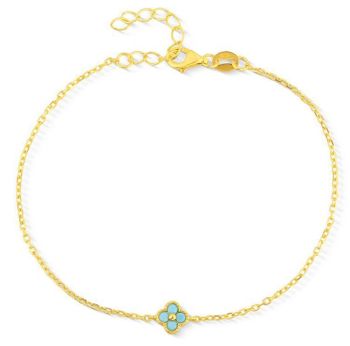 Srebrna pozłacana bransoletka z niebieskim kwiatkiem – srebro 925 SVLB0944X75GT.jpg