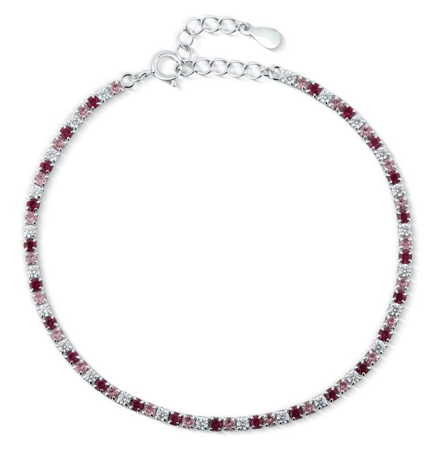 Srebrna Bransoletka Tenisówka 925 z Różową Cyrkonią 17+3 cm.jpg