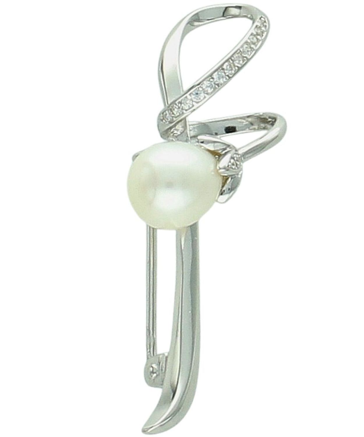 Broszka srebrna 925 kwiatek z perełką i cyrkonią  SVLD0008XD2P100 perły.jpg