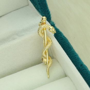 Broszka pozłacana srebrna 925 Esculap grawerowana  SVLD0019XJ6GO00,.jpg