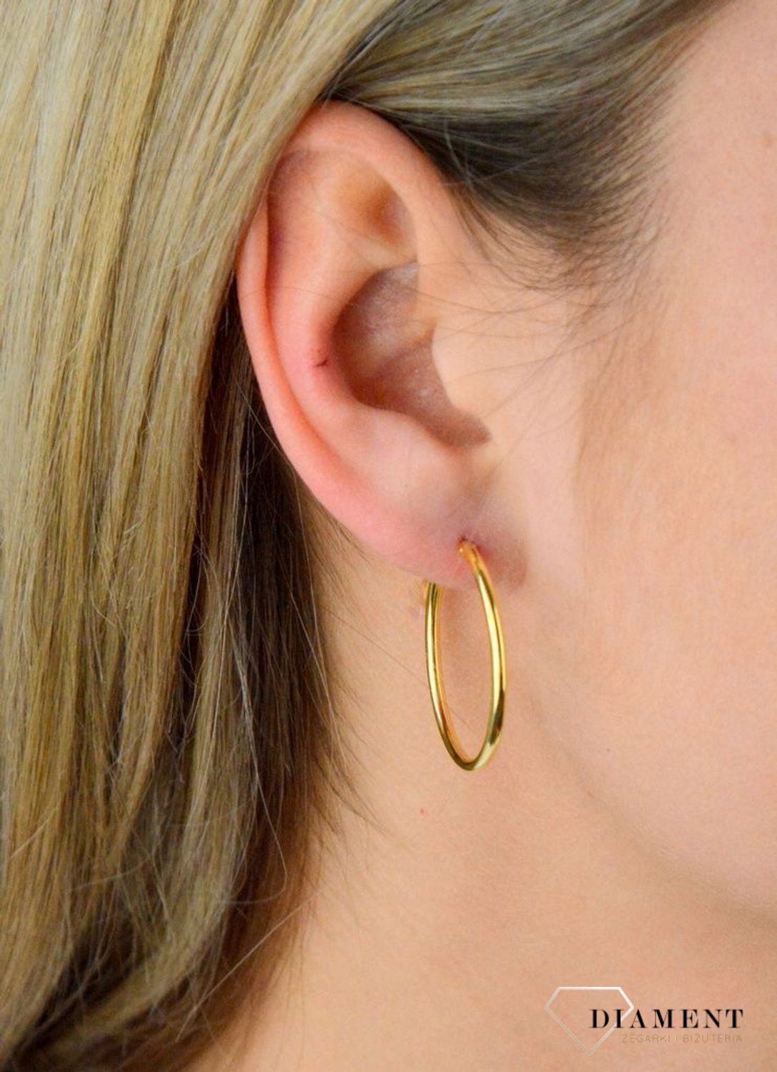 Srebrne kolczyki koła pozłacane 3 cm SVLE0208XD5GO030. Doskonały pomysł na prezent. Srebrne pozłacane kolczyki koła z przeciąganym zapięciem.jpg