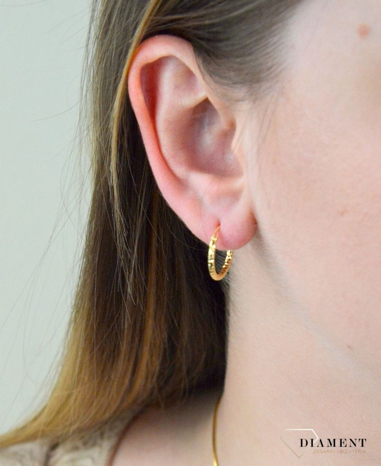 Srebrne kolczyki koła  Grawerowane i pozłacane  1,5 cm  925 SVLE0216XD5GO70.jpg