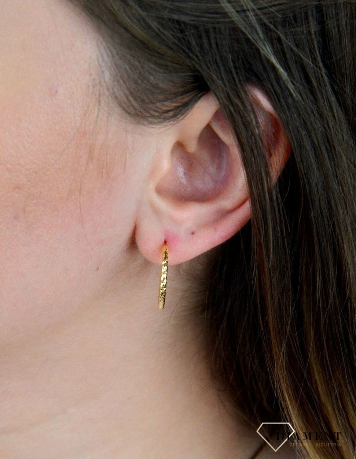 Srebrne kolczyki koła Grawerowane i pozłacane 2 cm  925 SVLE0216XD5GO20.jpg