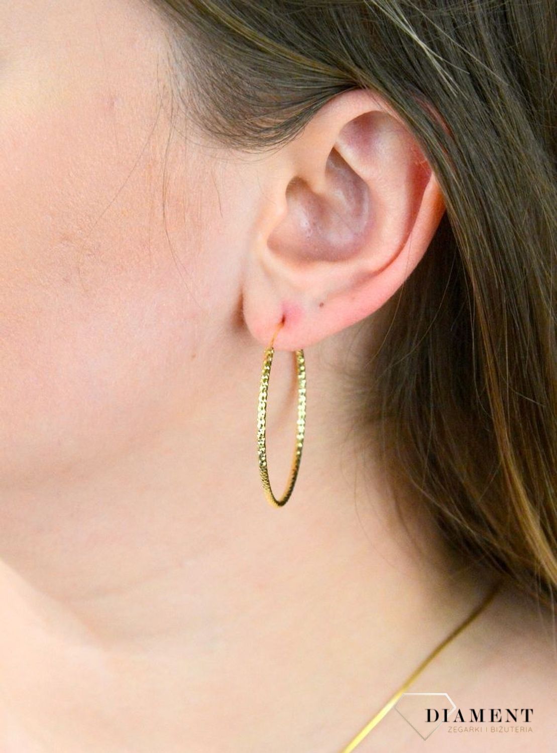 Srebrne kolczyki koła  Grawerowane i pozłacane  4 cm  925 SVLE0216XD5GO40.jpg