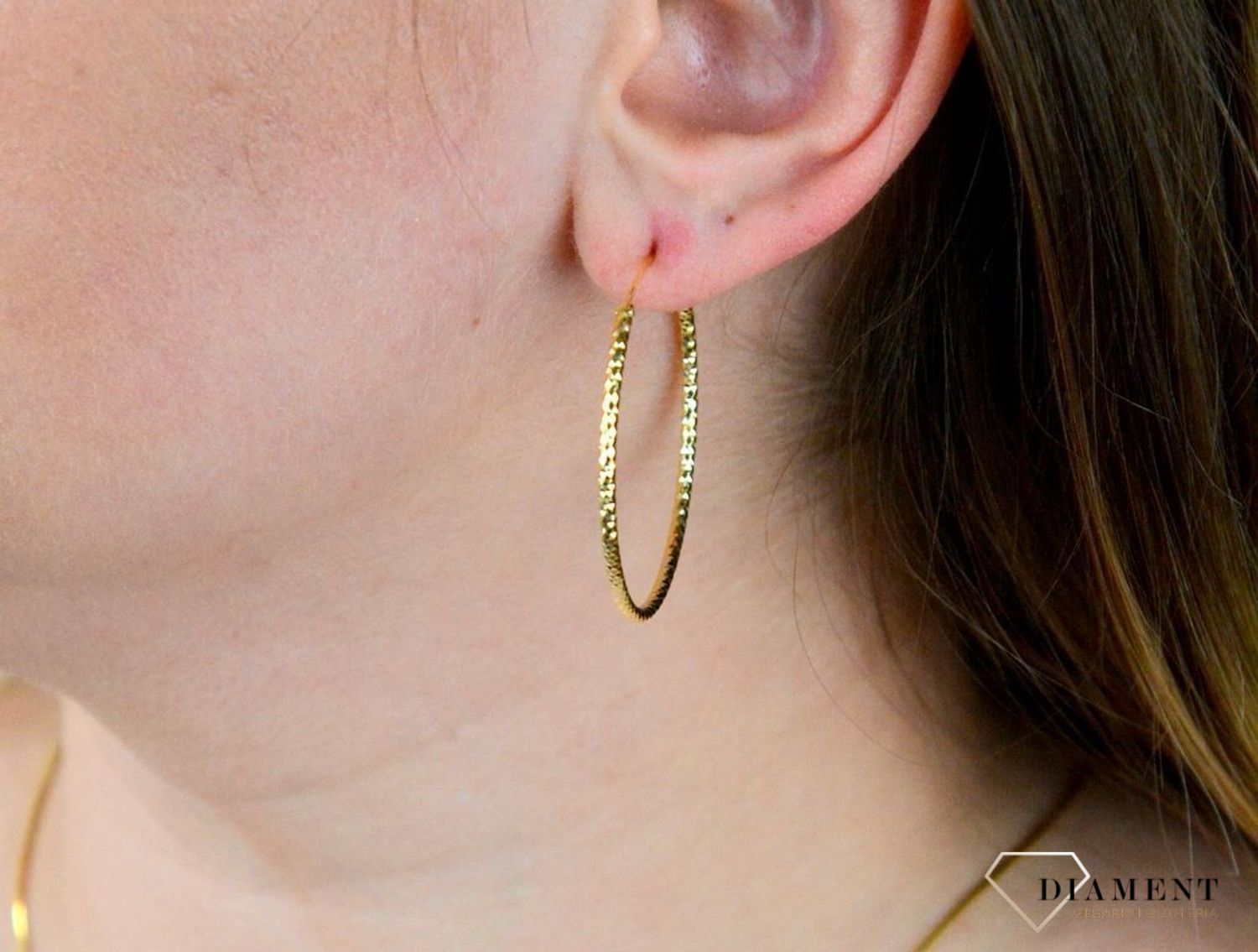 Srebrne kolczyki koła  Grawerowane i pozłacane  4 cm  925 SVLE0216XD5GO40.jpg