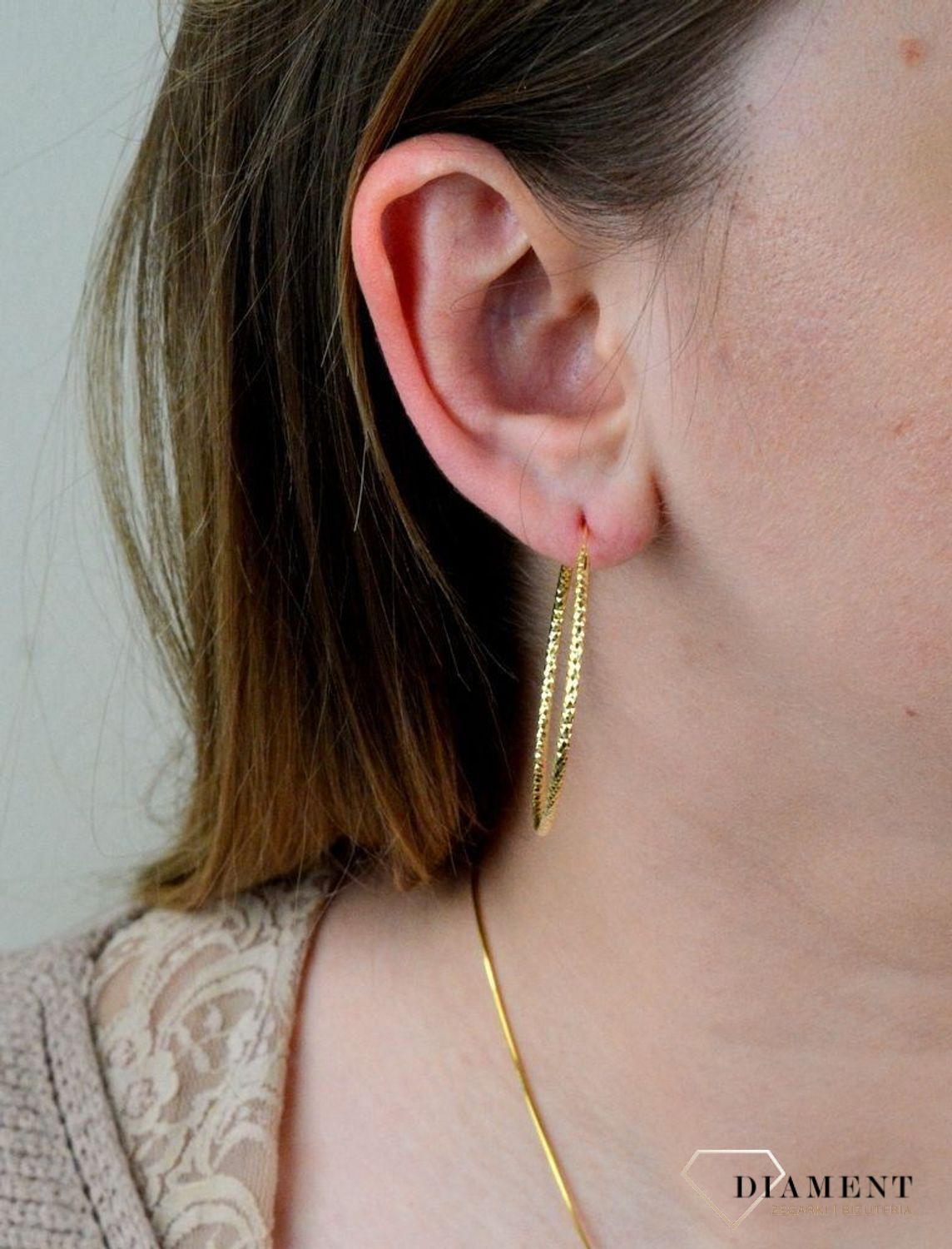 Srebrne kolczyki koła  Grawerowane i pozłacane  4,5 cm  925 SVLE0216XD5GO45.jpg