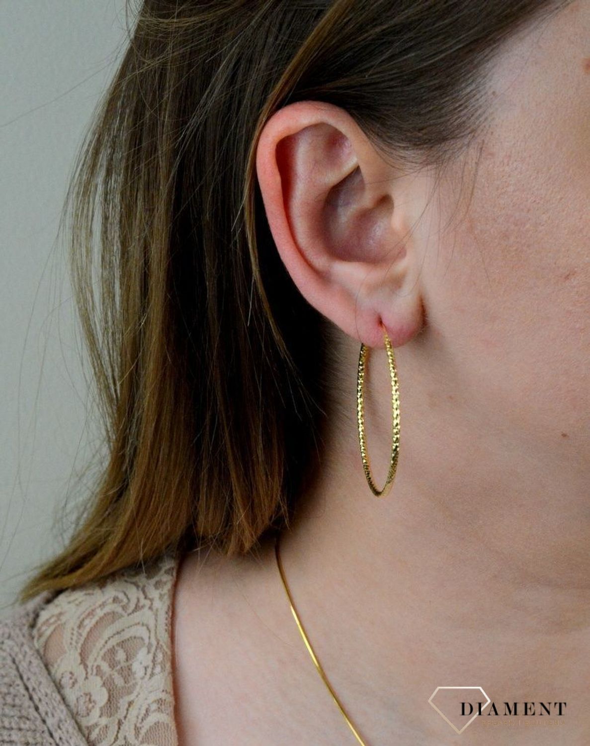 Srebrne kolczyki koła  Grawerowane i pozłacane  4,5 cm  925 SVLE0216XD5GO45.jpg