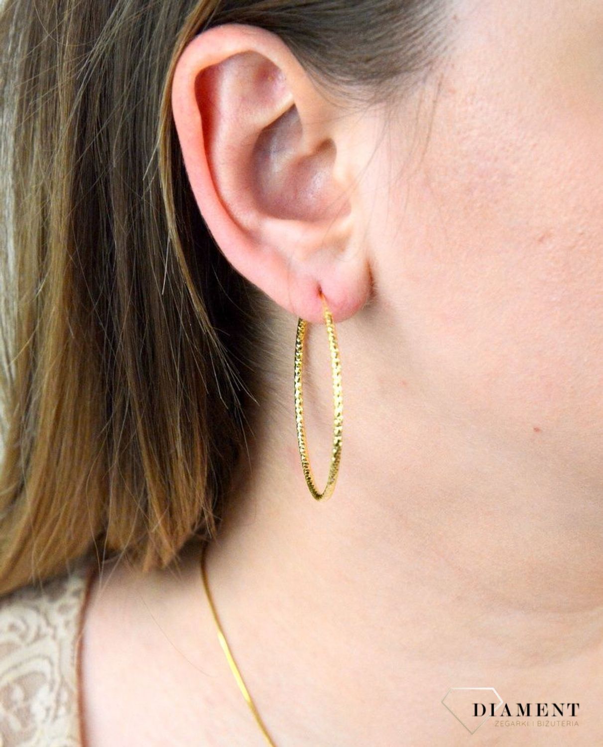 Srebrne kolczyki koła  Grawerowane i pozłacane  4,5 cm  925 SVLE0216XD5GO45.jpg