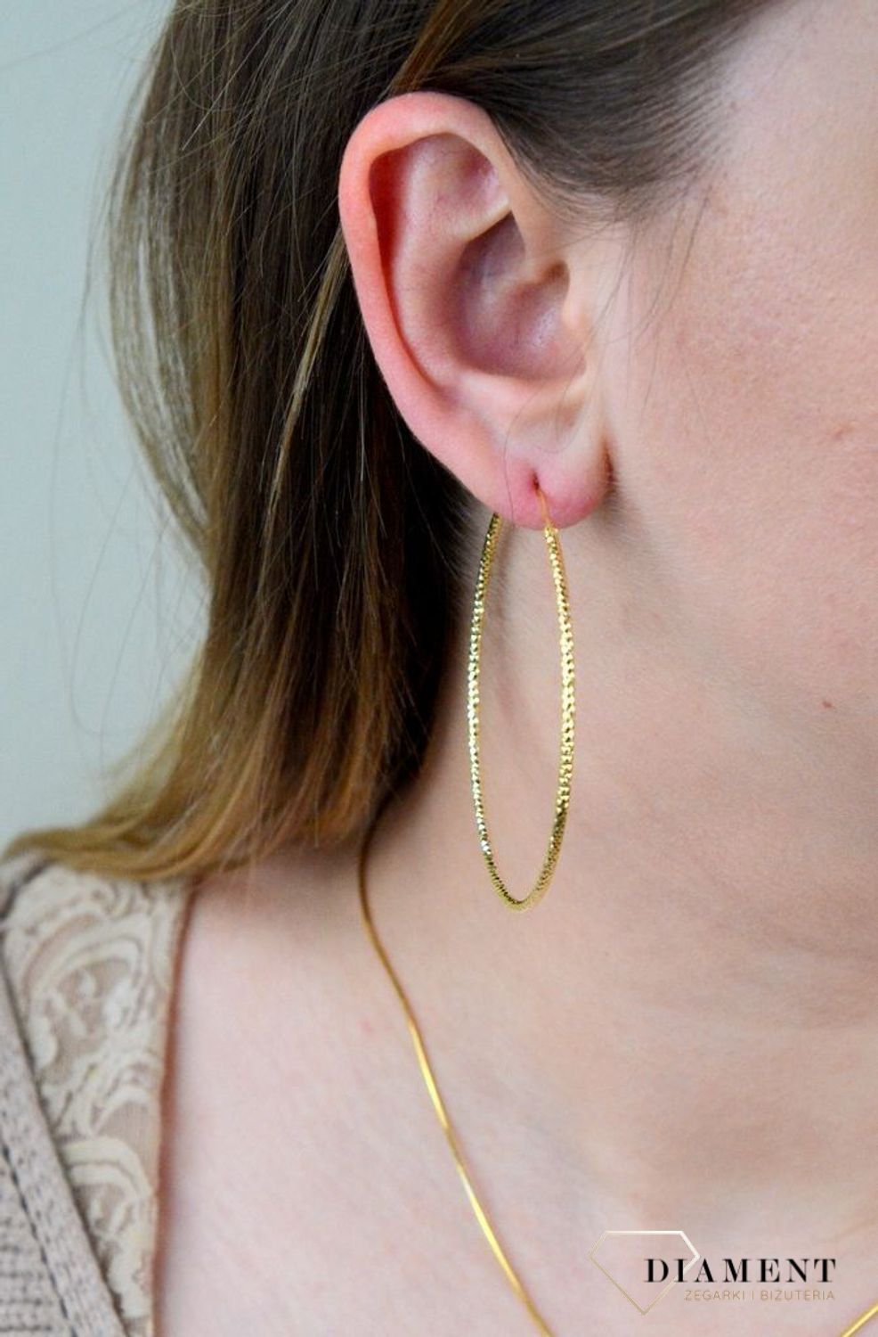 Srebrne kolczyki koła  Grawerowane i pozłacane  6 cm  925 SVLE0216XD5GO60.jpg