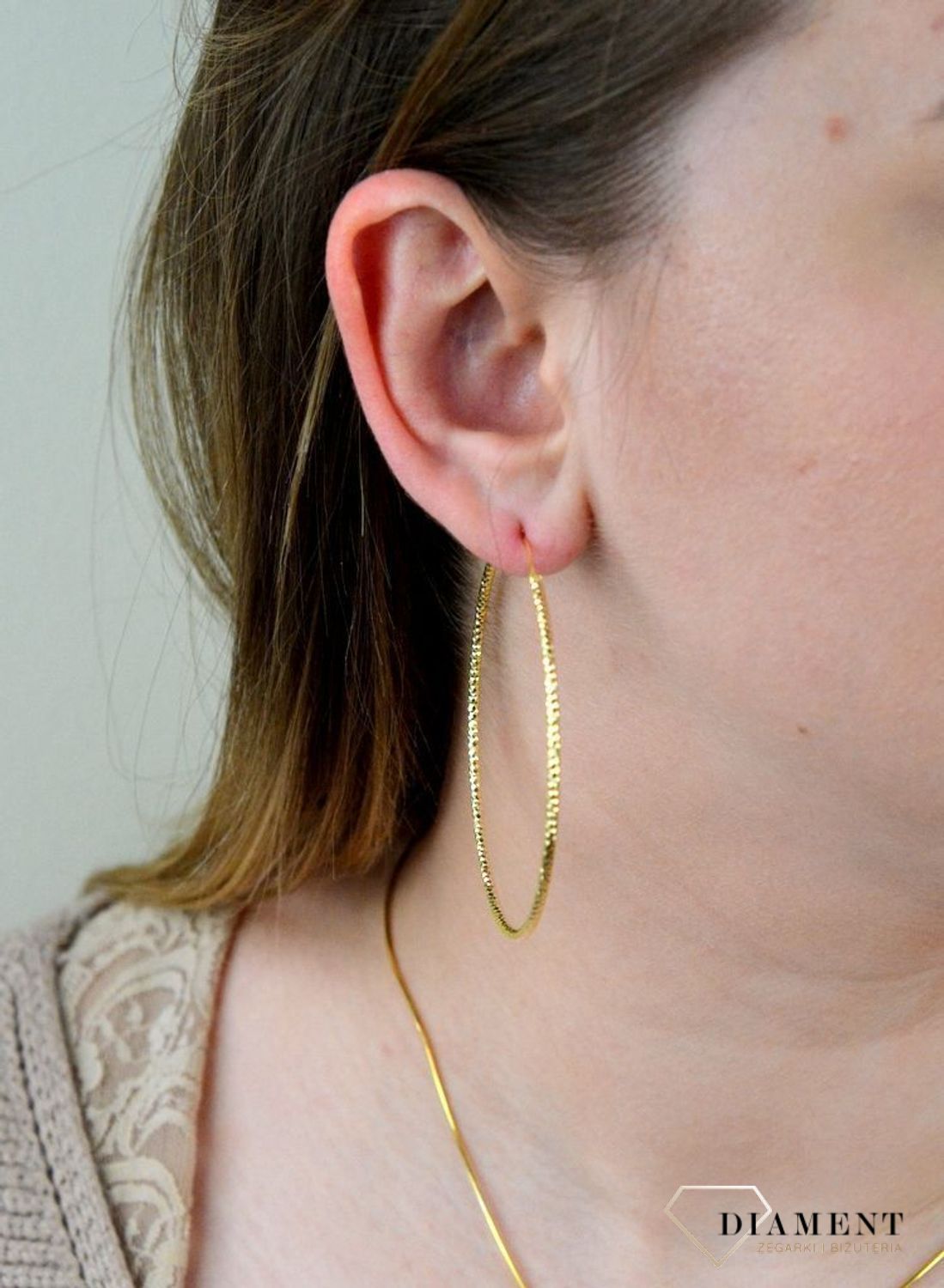 Srebrne kolczyki koła  Grawerowane i pozłacane  6 cm  925 SVLE0216XD5GO60.jpg