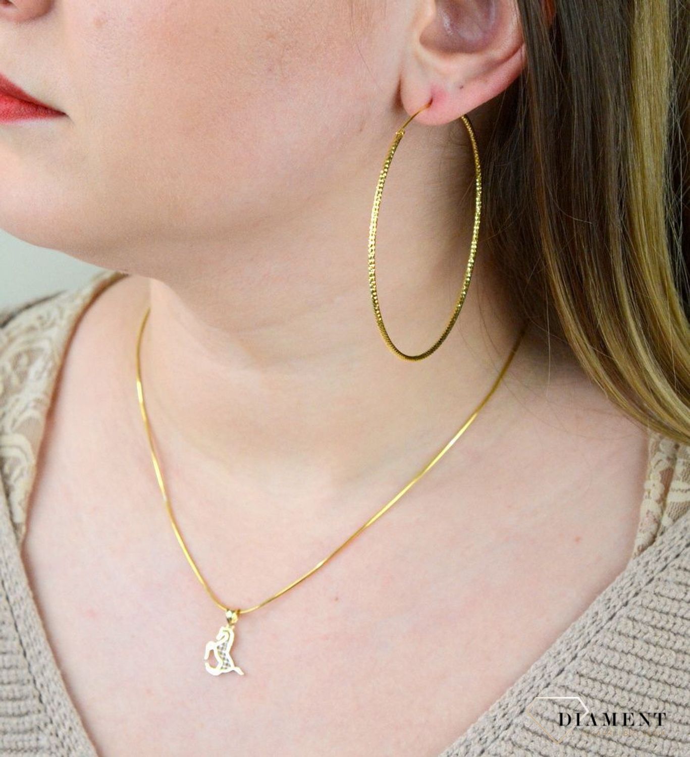 Srebrne kolczyki koła  Grawerowane i pozłacane  7 cm  925 SVLE0216XD5GO70.jpg