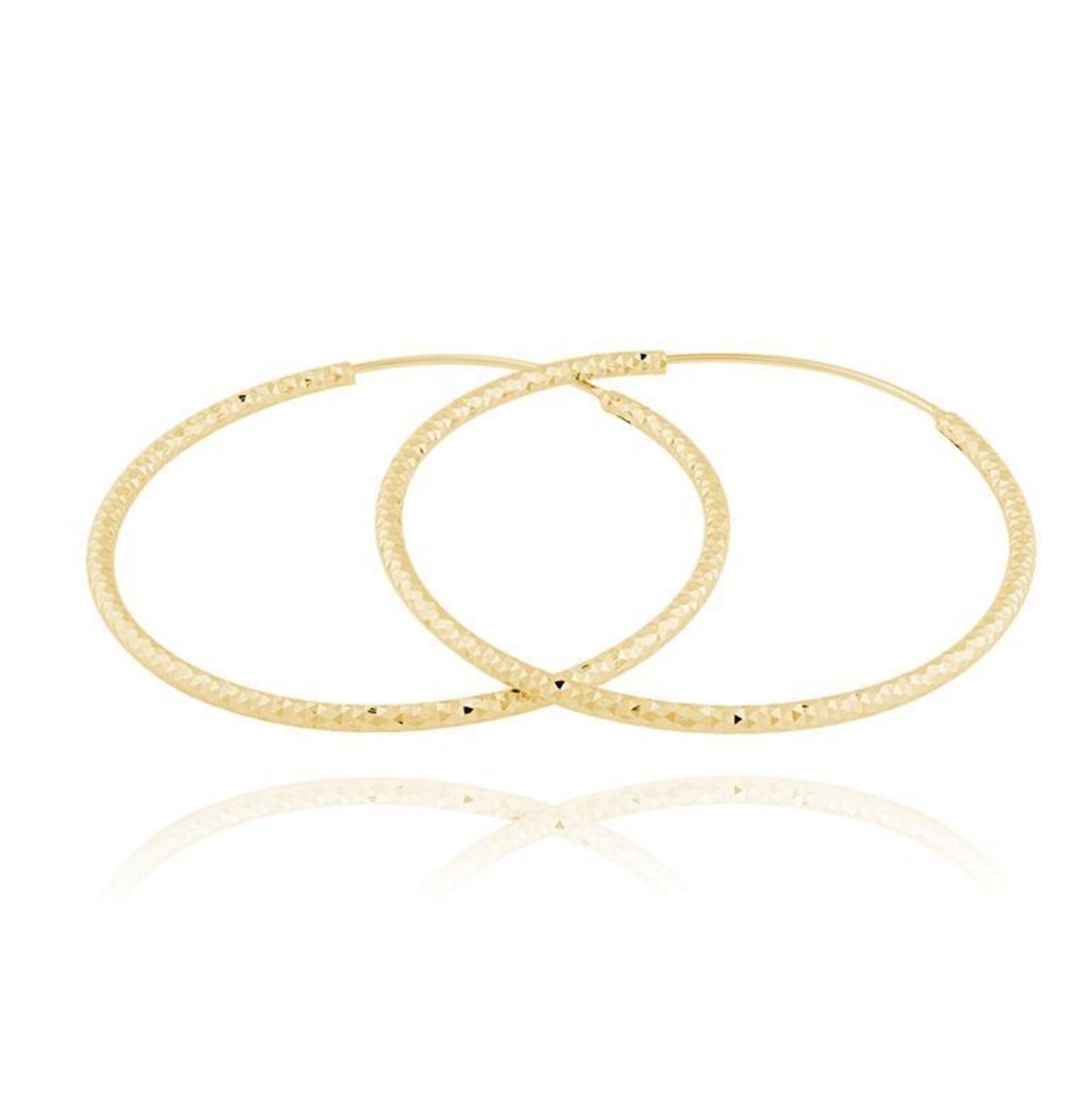 Srebrne kolczyki koła  Grawerowane i pozłacane  7 cm  925 SVLE0216XD5GO70.jpg