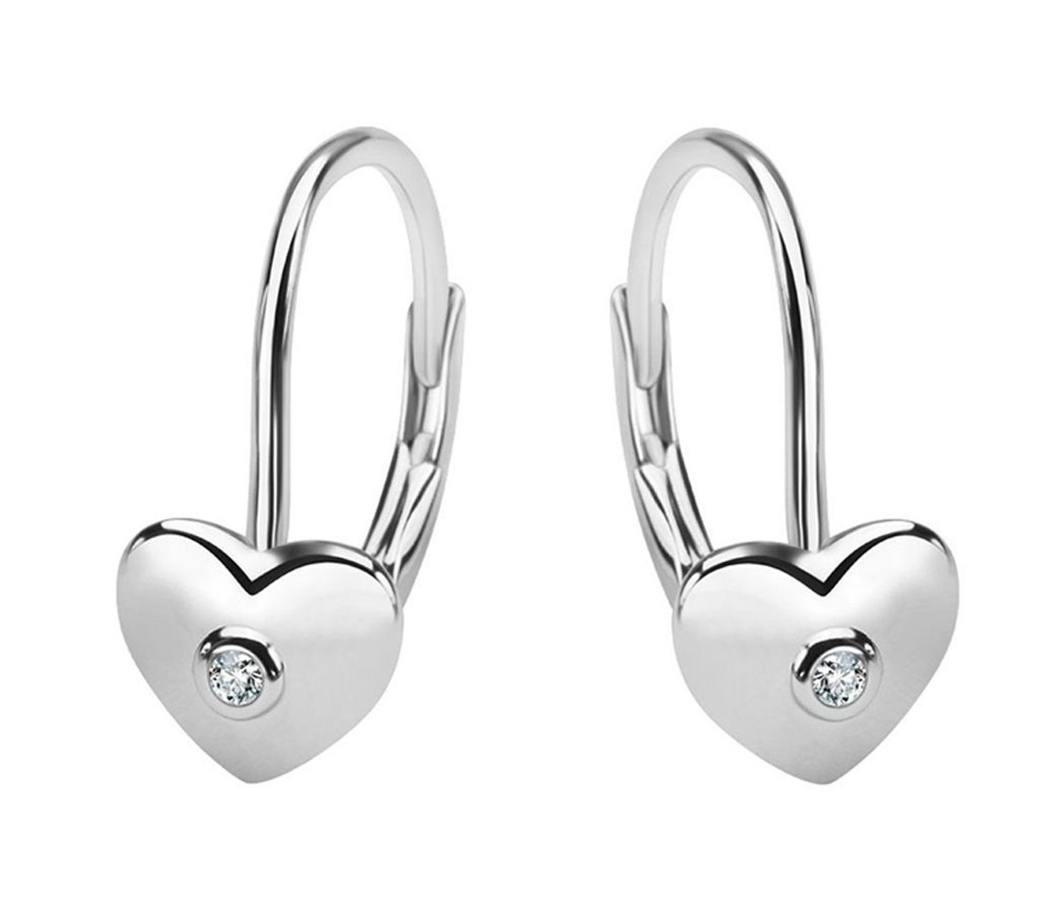 Srebrne kolczyki  Gładkie serduszka z cyrkonią  925 SVLE0440SH2BI00.jpg