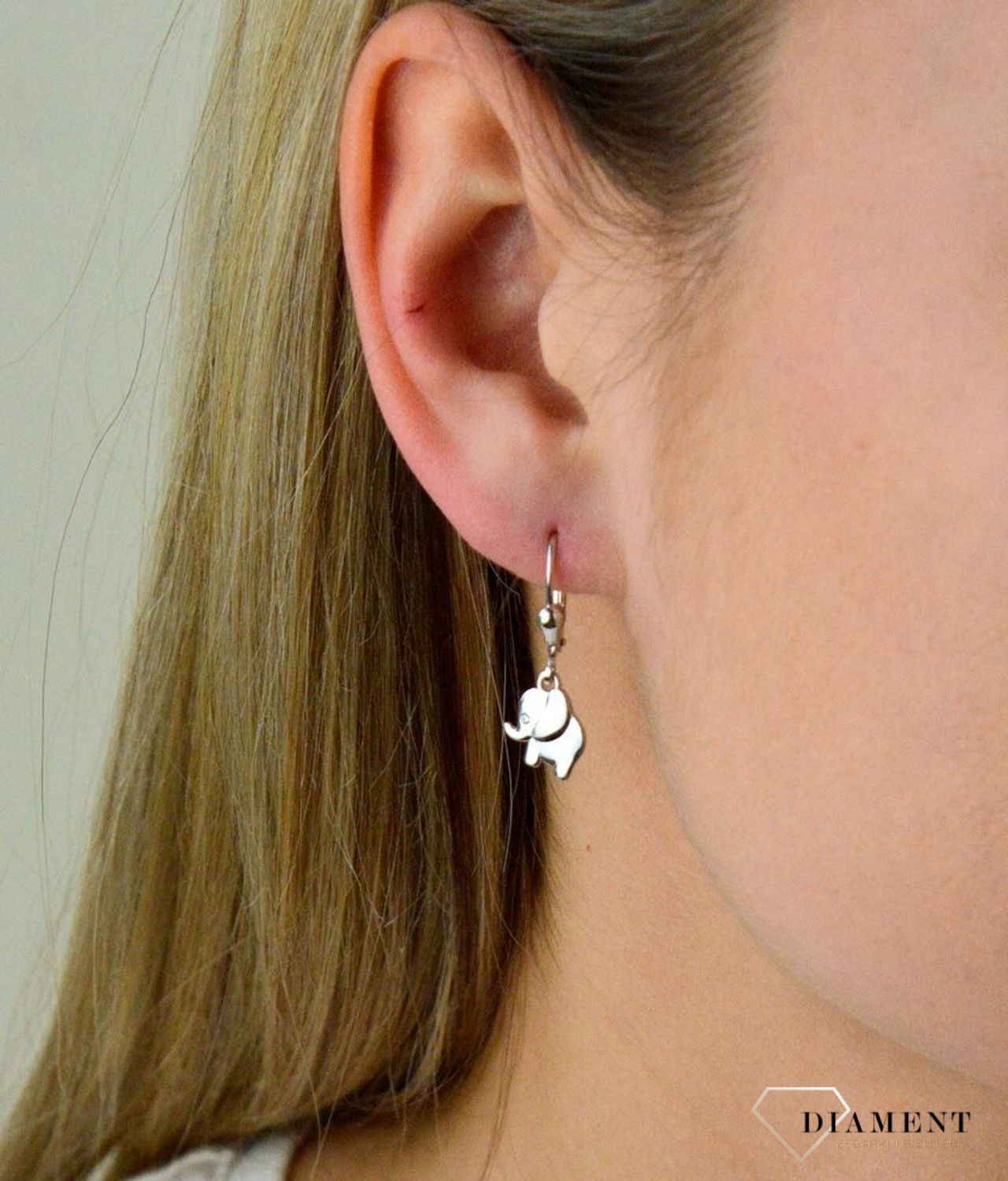 Srebrne kolczyki angielskie zapięcie słoniki SVLE0442SH2BI00.JPG