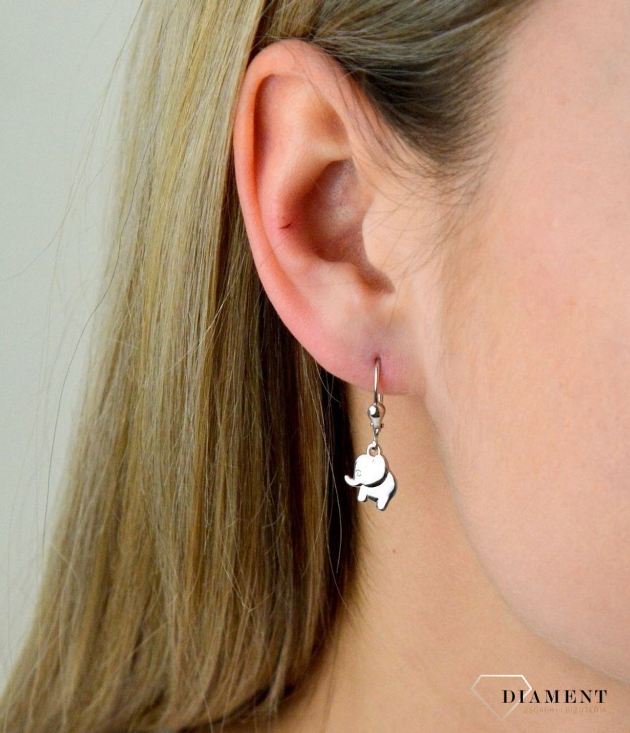 Srebrne kolczyki angielskie zapięcie słoniki SVLE0442SH2BI00.JPG