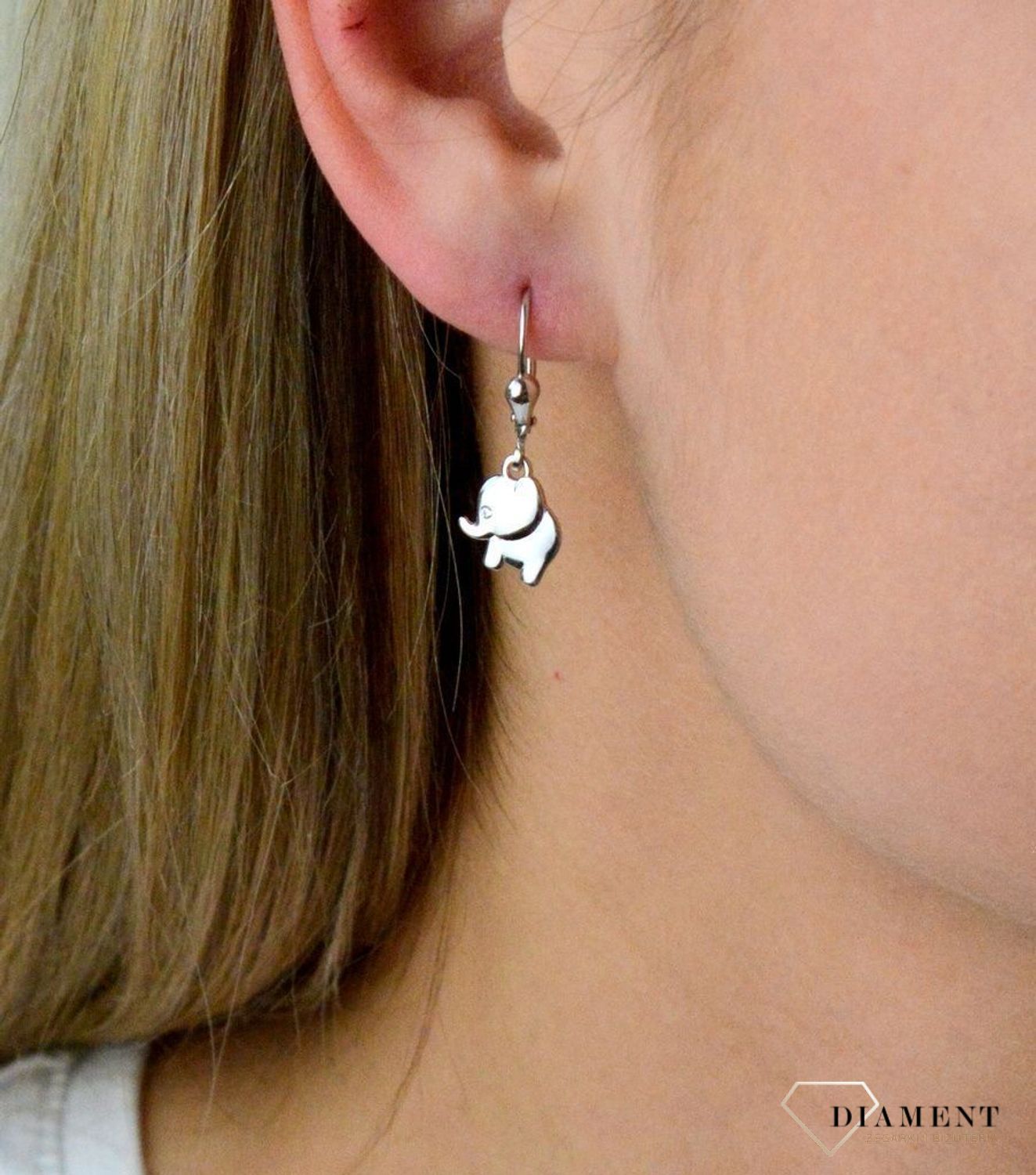 Srebrne kolczyki angielskie zapięcie słoniki SVLE0442SH2BI00.JPG