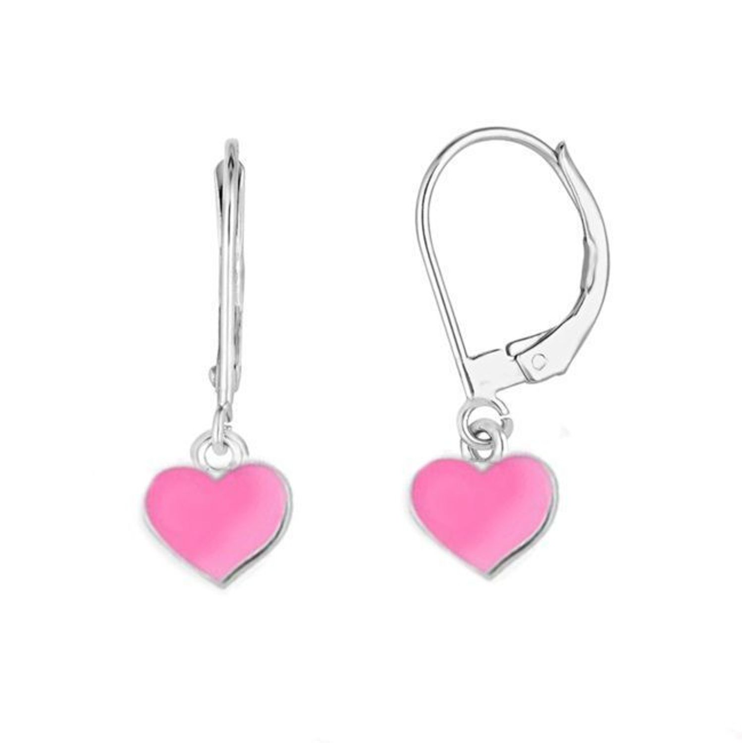 Srebrne kolczyki  Serduszka z neonową różową emalią 925 SVLE0447SH2SM00.jpg