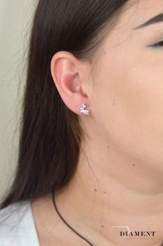 Srebrne kolczyki przy uchu Zajączki z cyrkonią SVLE0467XF3BI00. Srebrne kolczyki wykonane z najwyższej jakości srebra próby 925.  (1).JPG