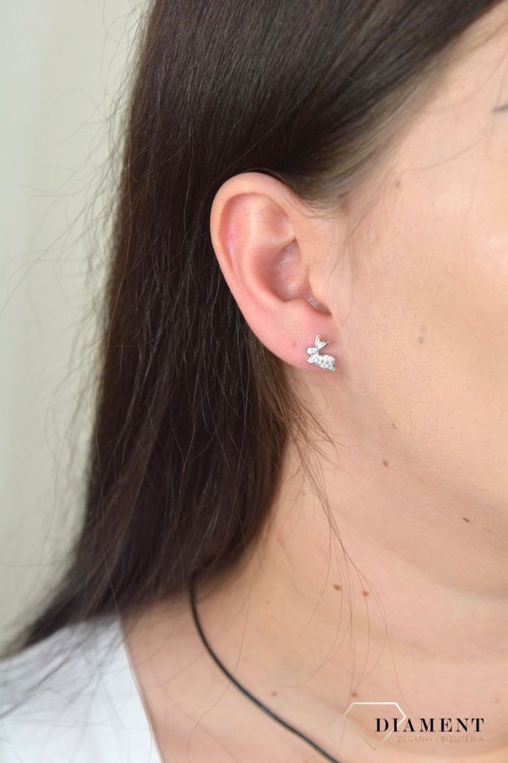 Srebrne kolczyki przy uchu Zajączki z cyrkonią SVLE0467XF3BI00.jpg