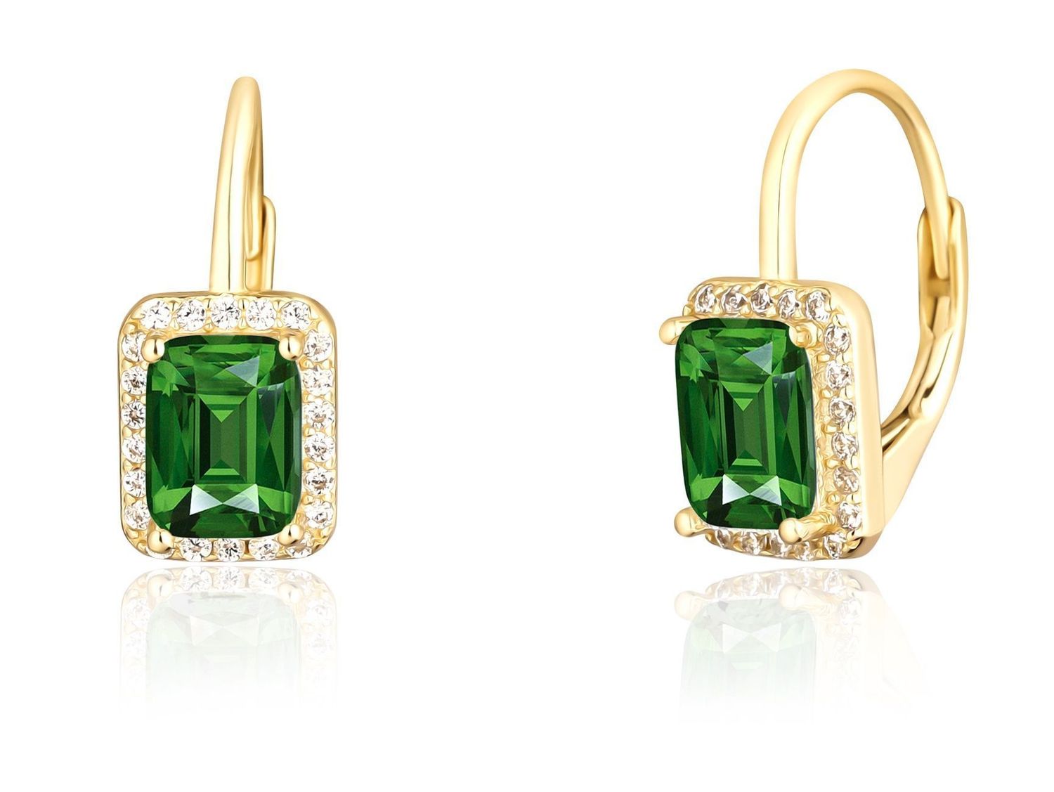 Pozłacane kolczyki JVD SVLE0478SH2GZ00 – srebro 925 z zieloną i białą cyrkonią.jpg