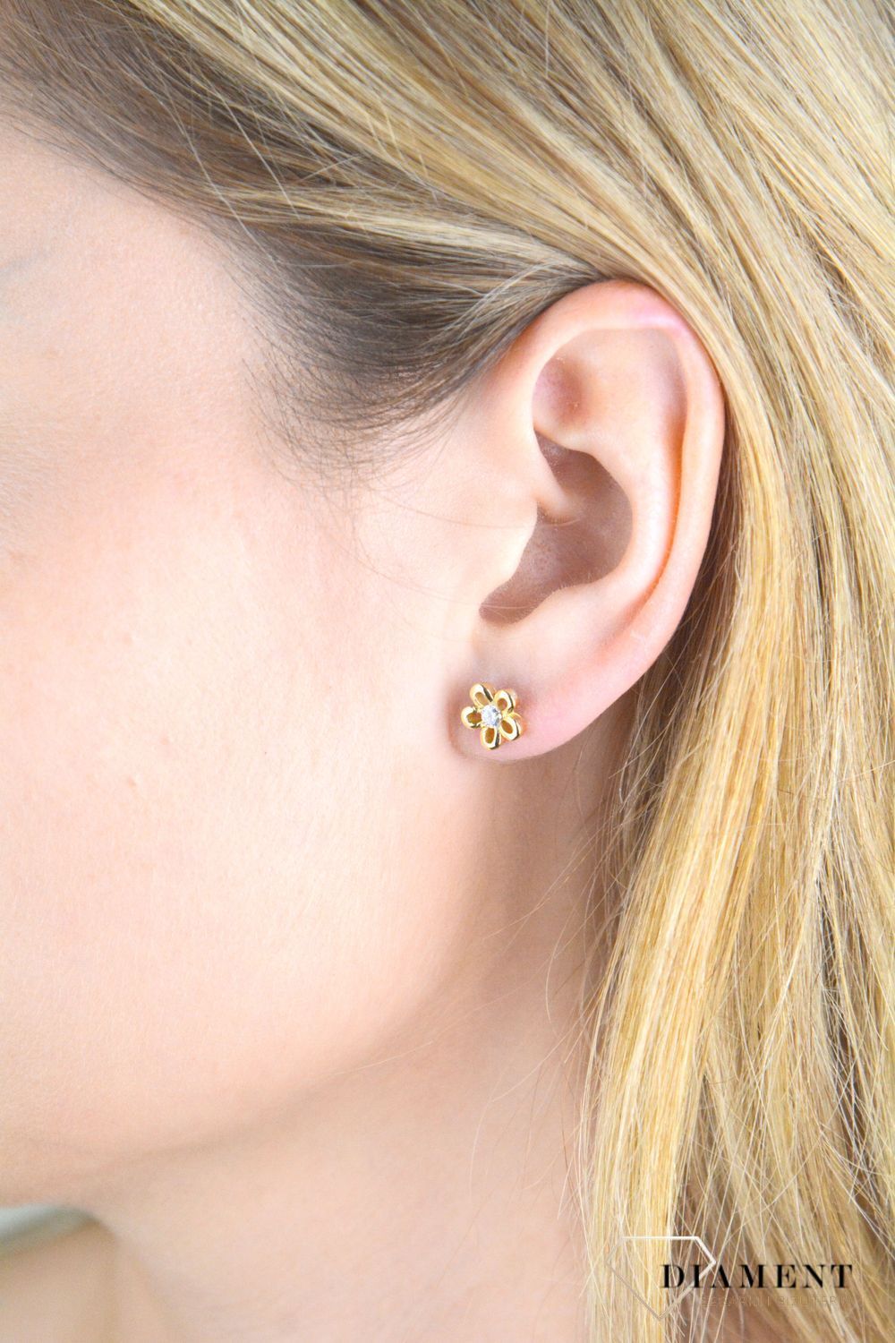 Srebrne kolczyki damskie 925 pozłacane kwiatki SVLE0554SH2GOSR.jpg