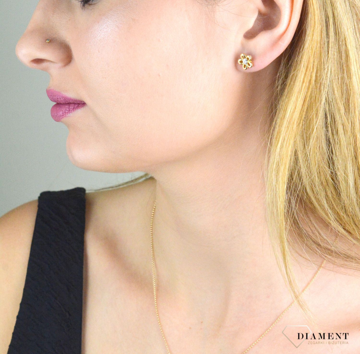 Srebrne kolczyki damskie 925 pozłacane kwiatki SVLE0554SH2GOSR.jpg