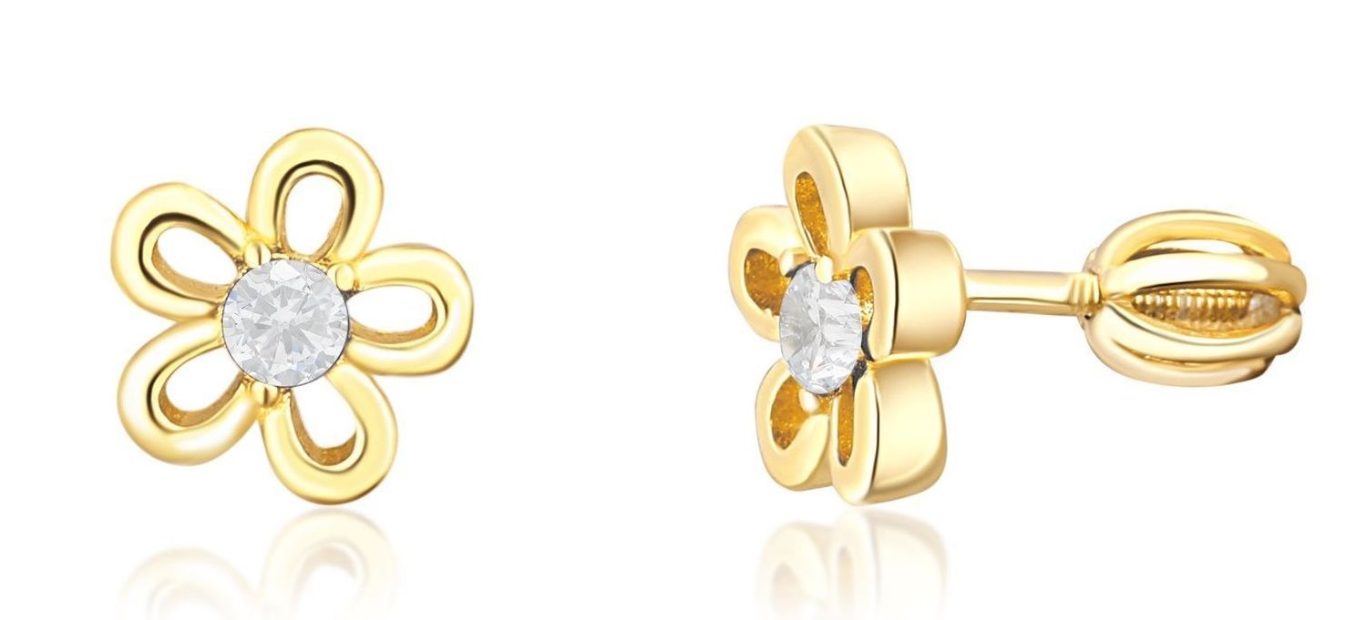 Srebrne kolczyki damskie 925 pozłacane kwiatki SVLE0554SH2GOSR.jpg