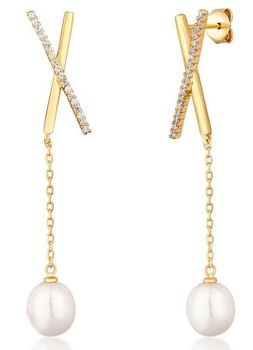 Kolczyki wiszące z cyrkoniami i perłą sztyft JVD SVLE0556SD2GP00.jpg