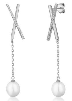 Kolczyki perełka wisząca cyrkonia srebrne  Srebro 925.jpg