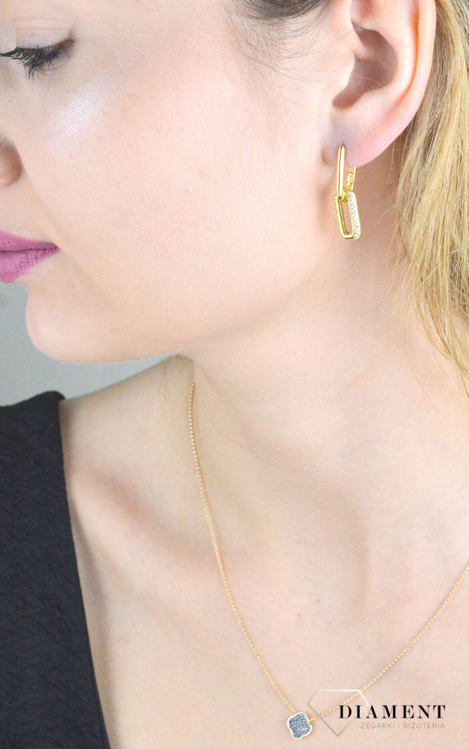 Srebrne kolczyki damskie 925 pozłacane spinacze 2,5 cm SVLE0584SJ4GO00.jpg