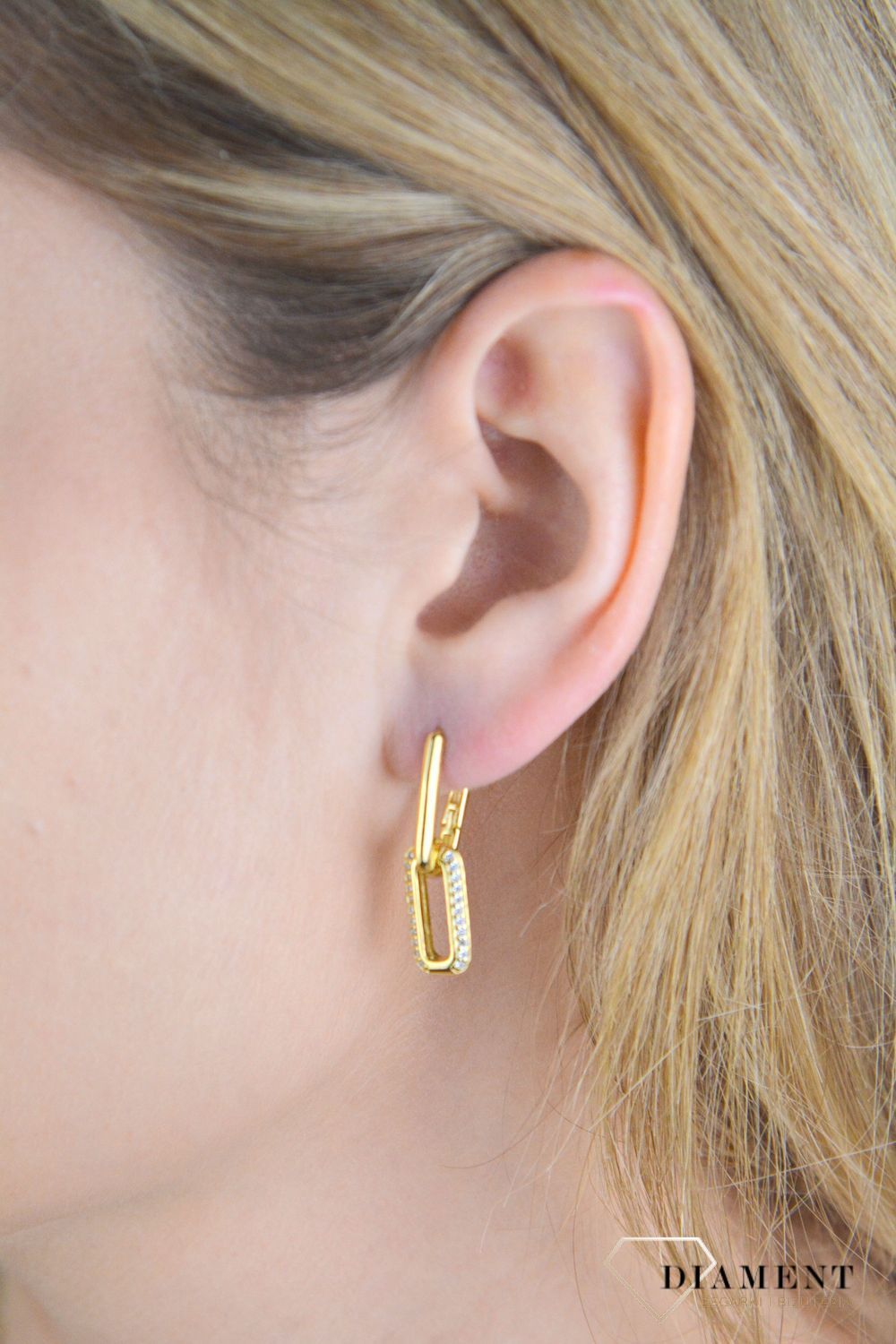 Srebrne kolczyki damskie 925 pozłacane spinacze 2,5 cm SVLE0584SJ4GO00.jpg