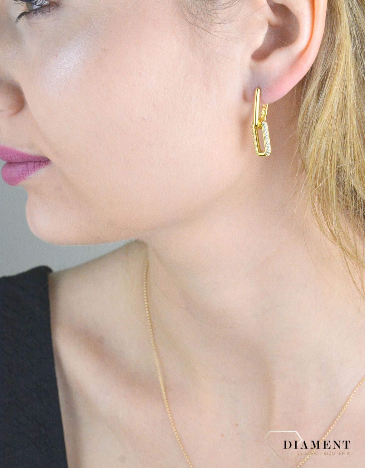 Srebrne kolczyki damskie 925 pozłacane spinacze 2,5 cm SVLE0584SJ4GO00.jpg