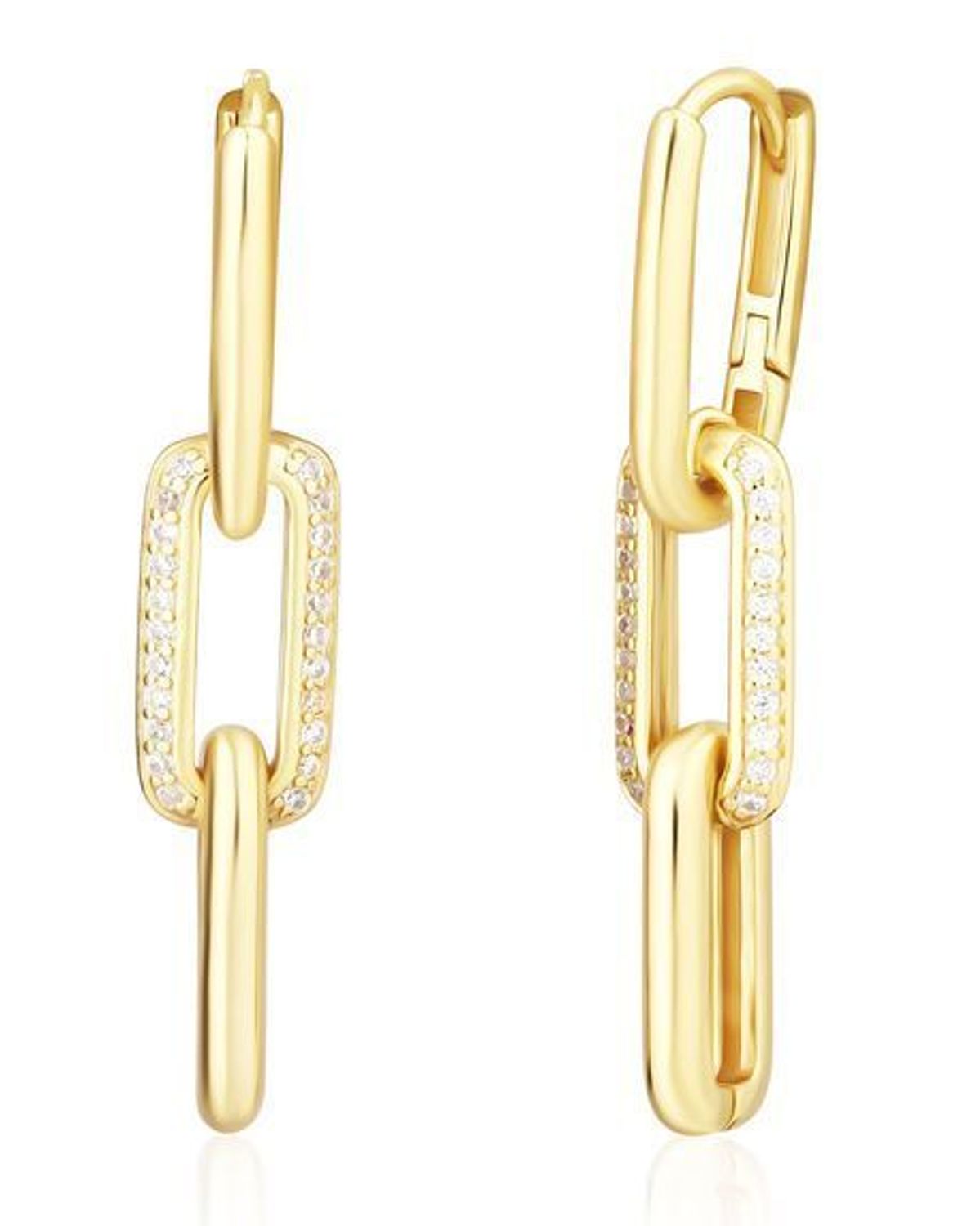 Srebrne kolczyki damskie 925 pozłacane spinacze 3,5 cm SVLE0584SJ4GO02.jpg