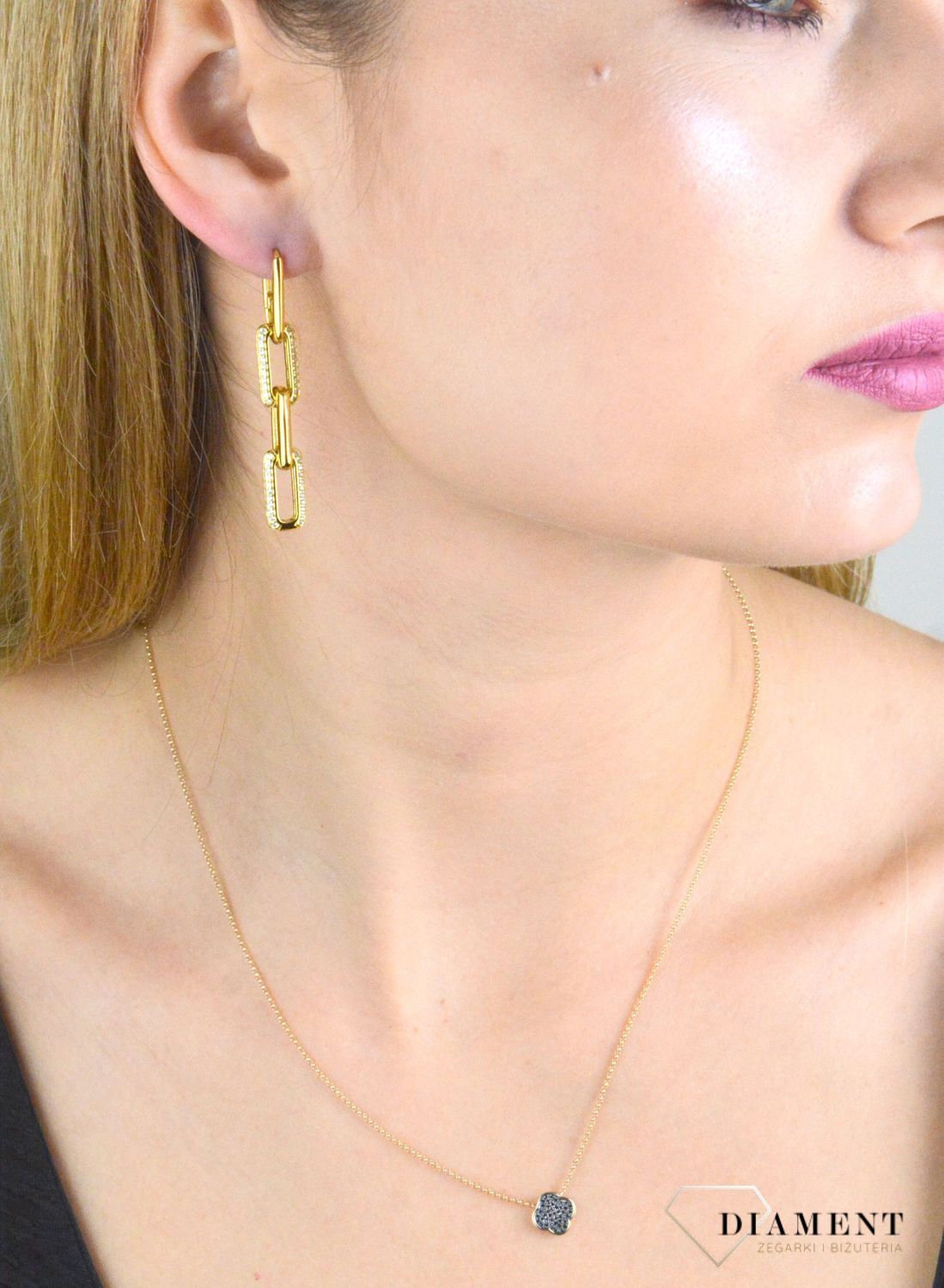 Srebrne kolczyki damskie 925 pozłacane spinacze 4,5 cm SVLE0584SJ4GO03.jpg