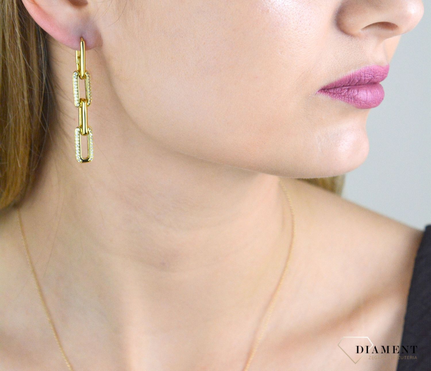 Srebrne kolczyki damskie 925 pozłacane spinacze 4,5 cm SVLE0584SJ4GO03.jpg