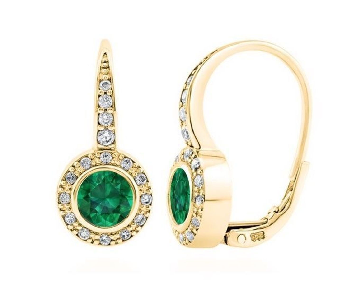 Srebrne kolczyki pozłacane z zieloną cyrkonią SVLE0613XH2GZ00. Kolczyki okrągłe z zieloną cyrkonią pośrodku i drobnymi białymi wokół. Kolczyki pozłacane nadają subtelności i elegancji. Oryginalne kolczyki srebrne w pozłoceniu.jpg