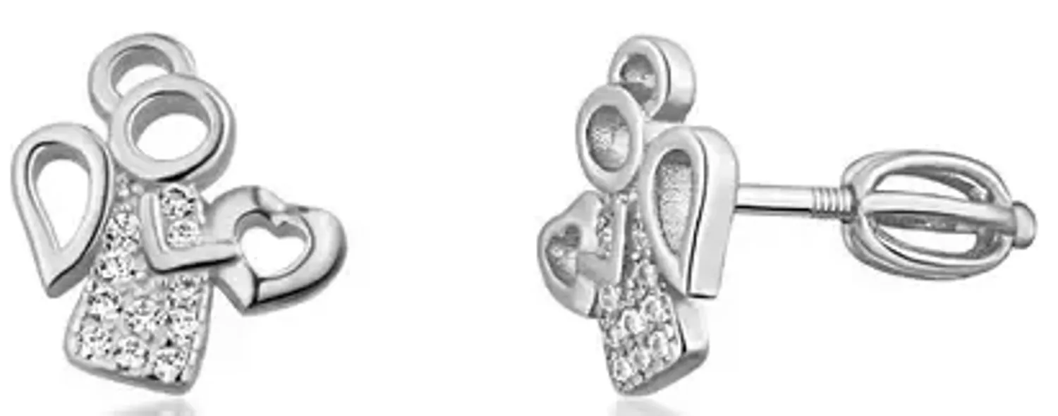 Srebrne Kolczyki Aniołki z Cyrkoniami – SVLE0630XH2BISR.webp