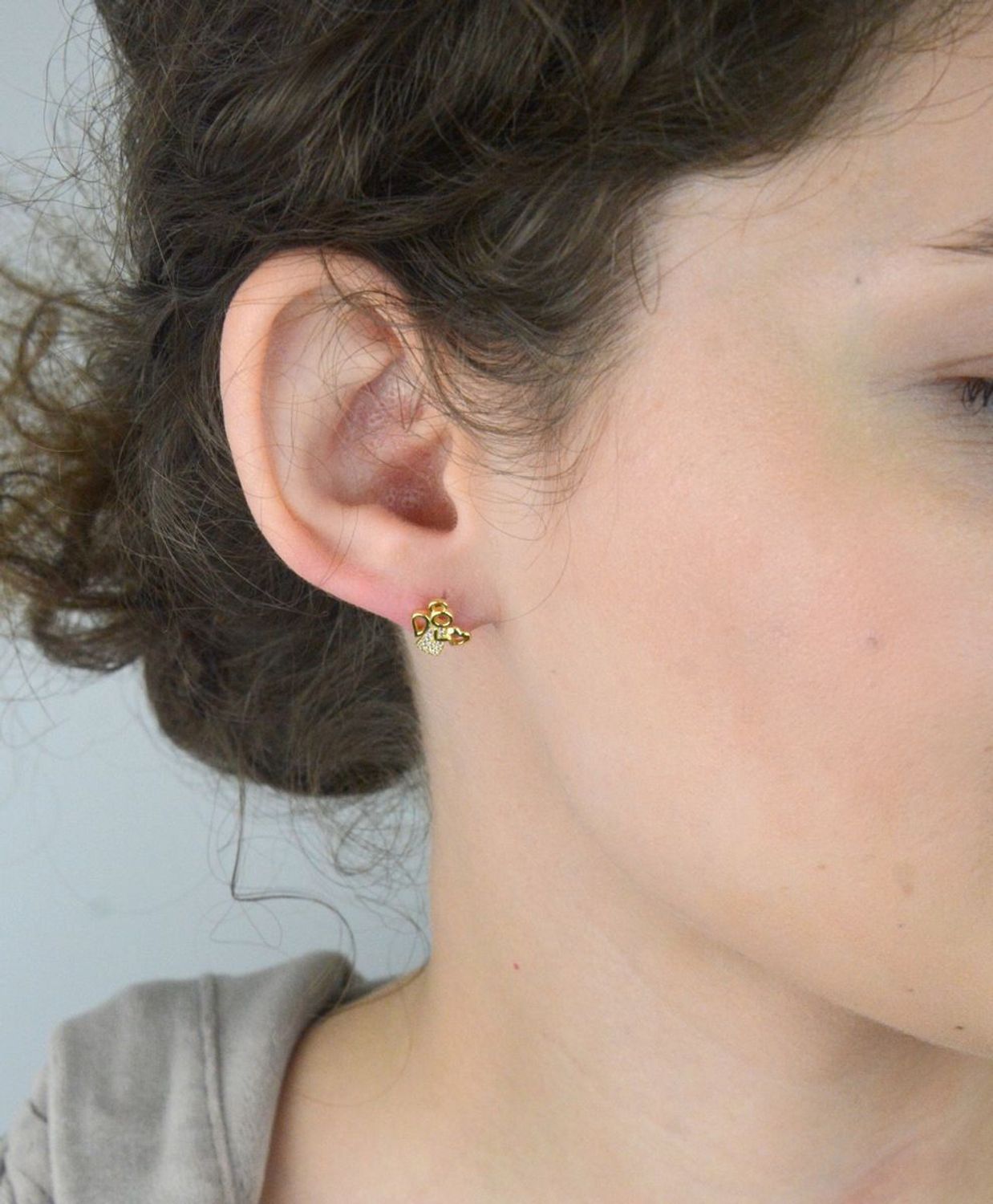 Srebrne pozłacane kolczyki Aniołki z cyrkoniami - SVLE0630XH2GOSR.webp